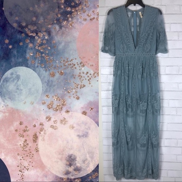 Wishlist Dresses & Skirts - Dusty Blue Maxi Lace Romper